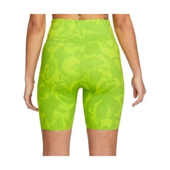 Nike One Luxe DM7627-321 Iconic‎ Clash Green Biker Shorts Pants Womens XS NWT - Picture 2 of 2